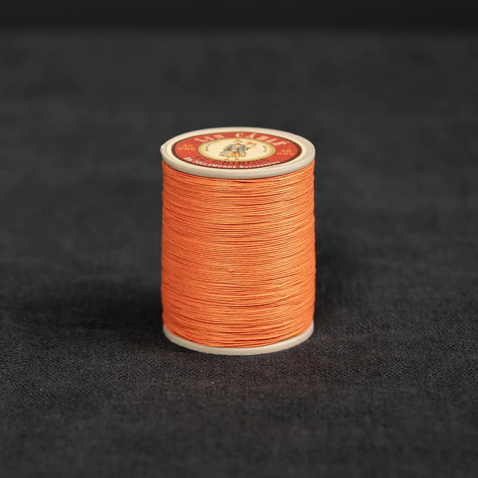 Fil Au Chinois #332 - 419 Orange (0.77mm) Waxed Linen Thread  "Lin Cable" Made in France