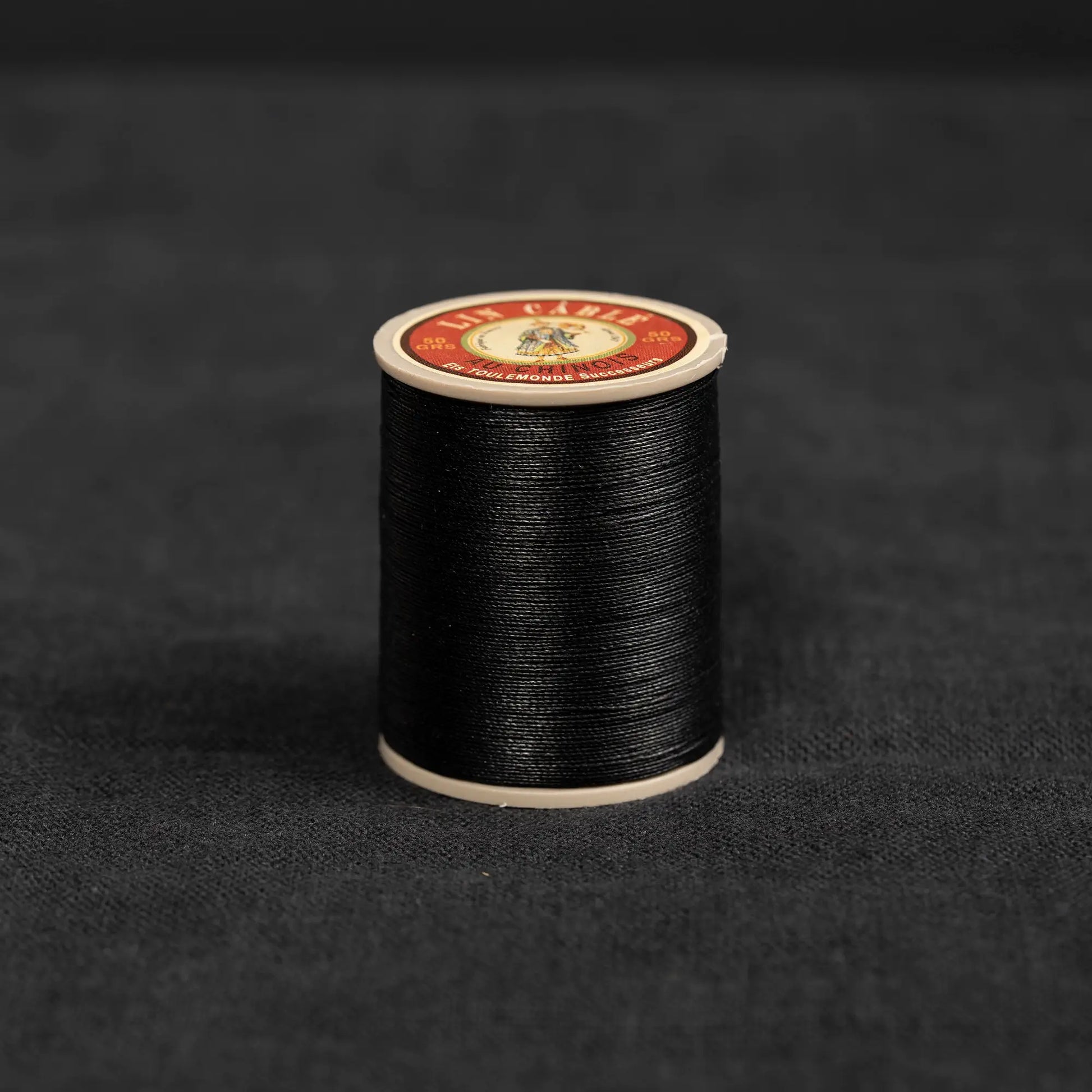 Fil Au Chinois #432 - 180 Black (0.63mm) Waxed Linen Thread  "Lin Cable" Made in France